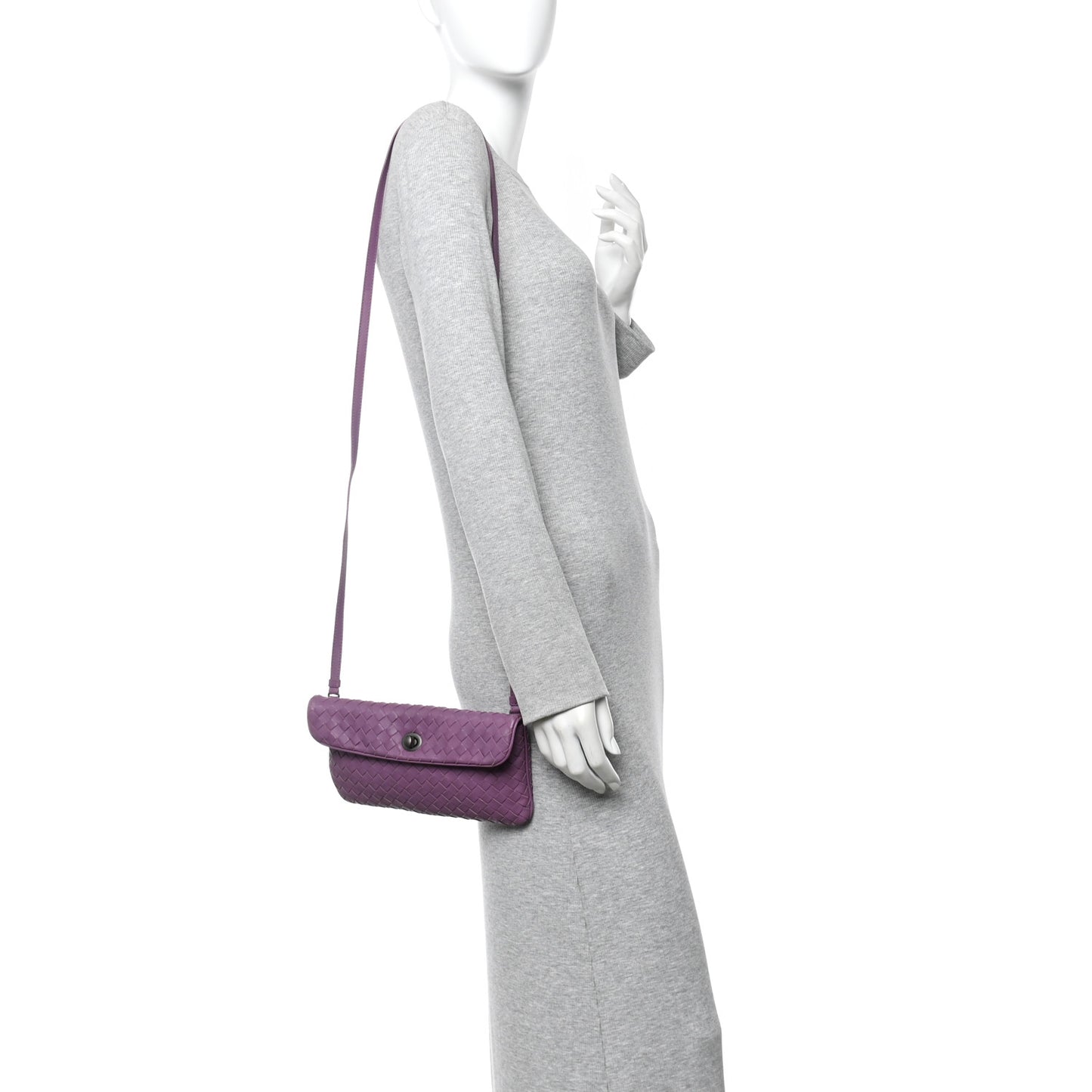Nappa Intrecciato Flap Crossbody Purple
