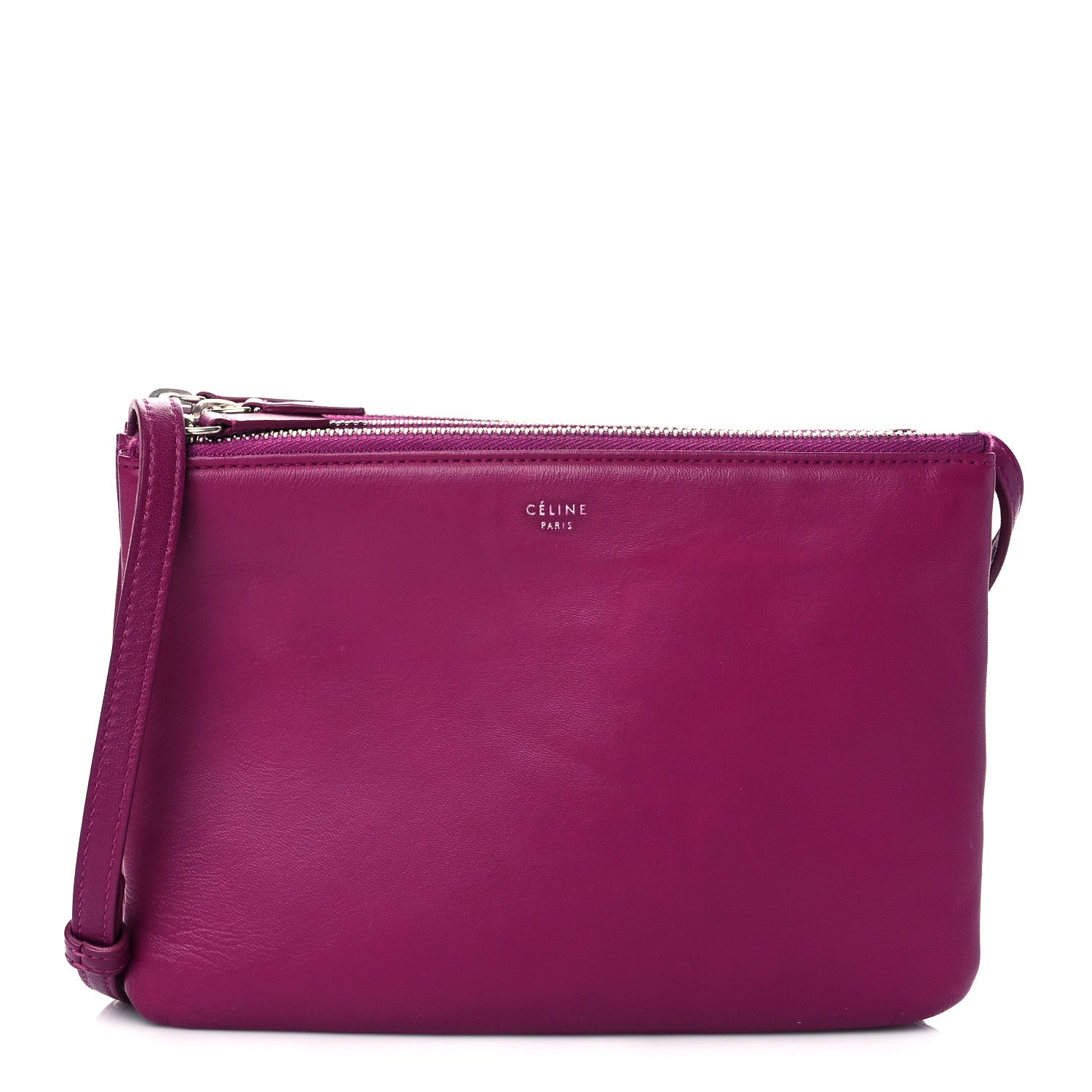Celine Lambskin Small Trio Crossbody Bag Grape 1 of 8