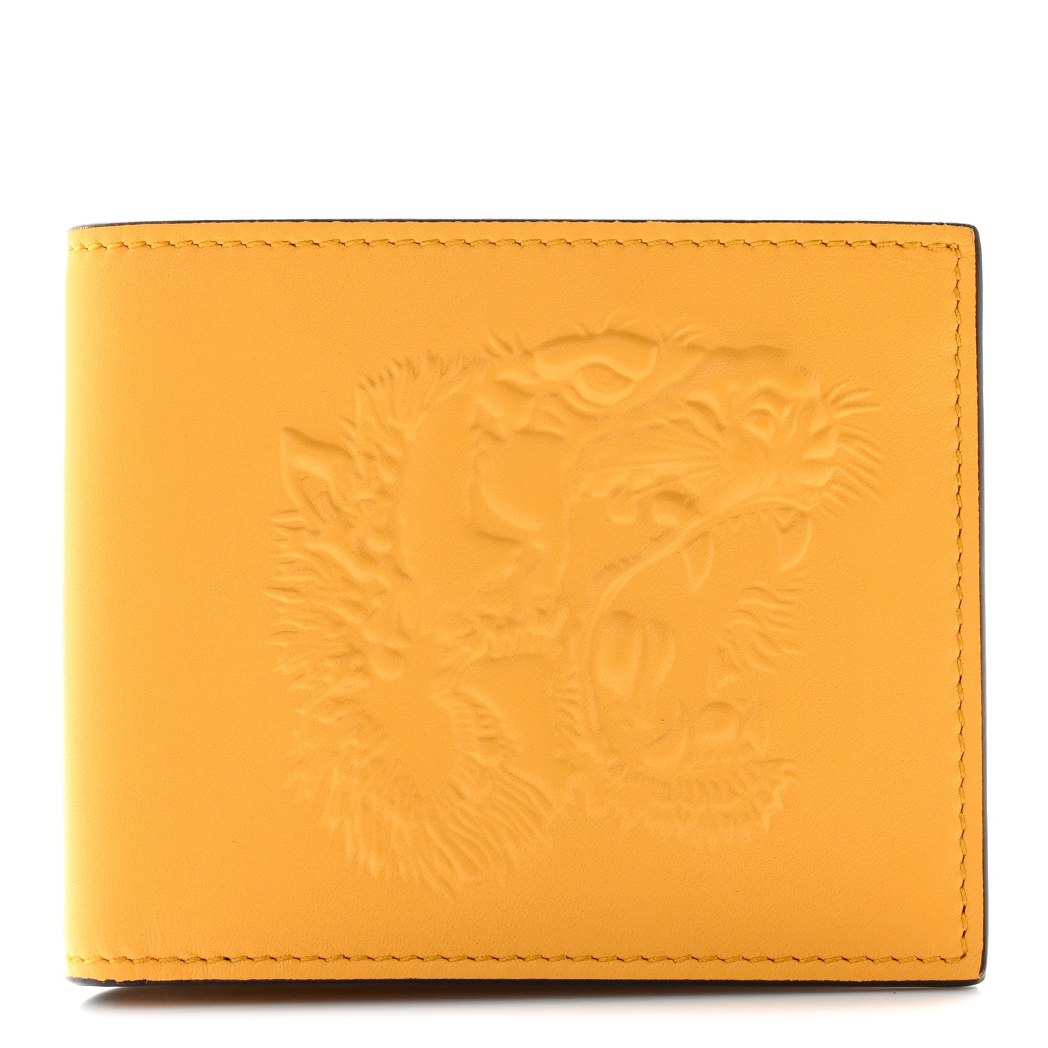 Gucci Calfskin Embossed Tiger Bi-Fold Wallet Yellow 1 of 13