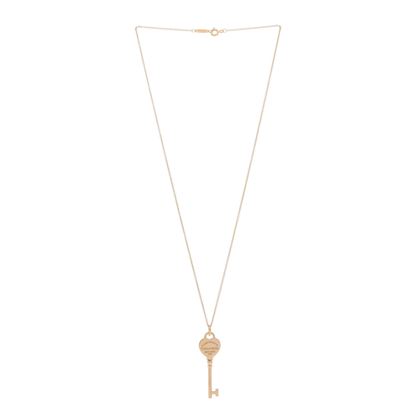 18K Rose Gold Return To Tiffany Heart Key Pendant Necklace