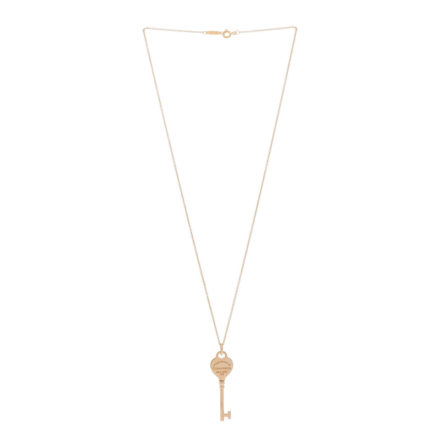 Tiffany 18K Rose Gold Return To Tiffany Heart Key Pendant Necklace 2 of 6