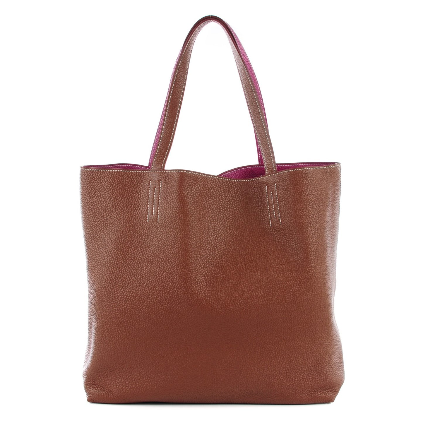 Taurillon Clemence Double Sens 36 Reversible Tote Marron Tosca