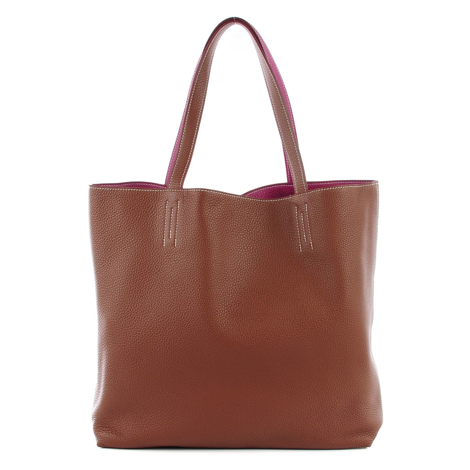 Hermes Taurillon Clemence Double Sens 36 Reversible Tote Marron Tosca 1 of 8