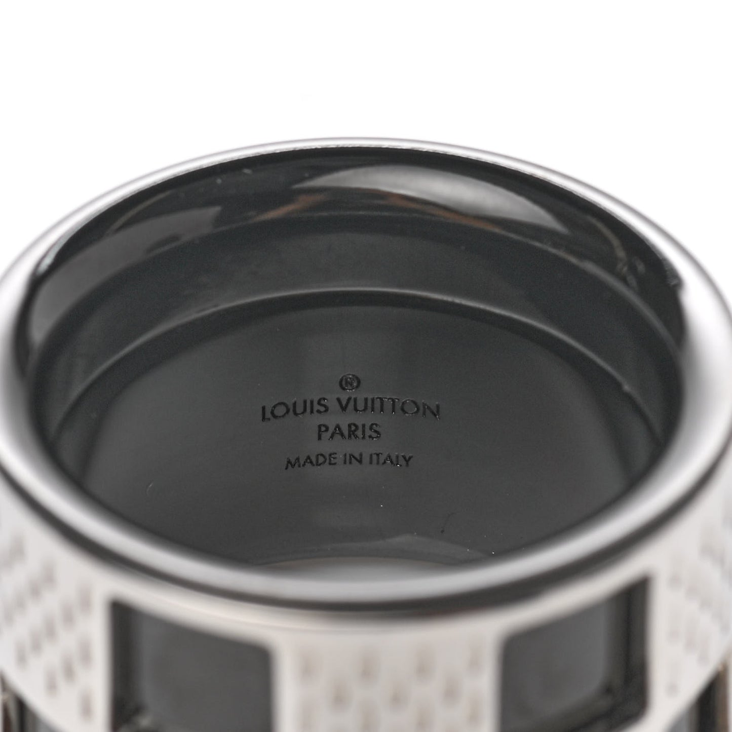 Damier Perfore Ring M Silver Black