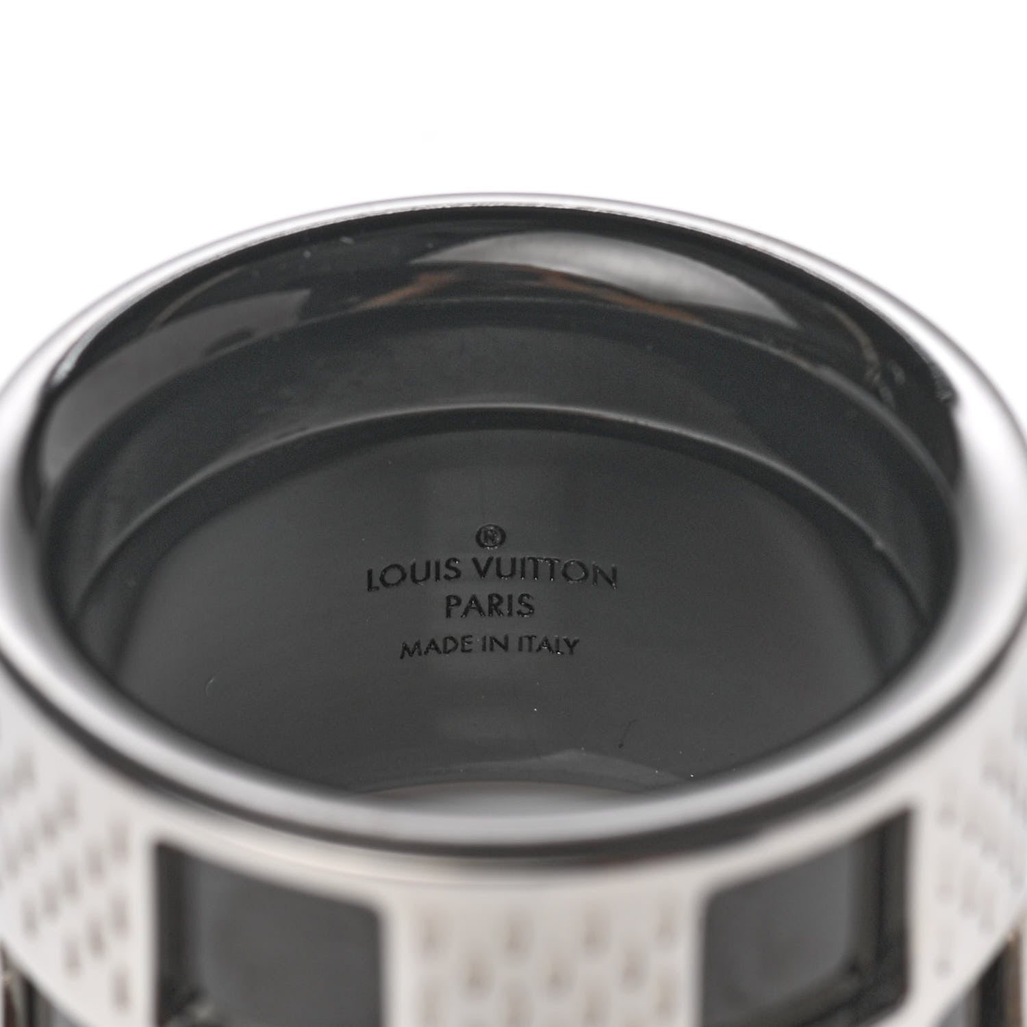 Louis Vuitton Damier Perfore Ring M Silver Black 4 of 6