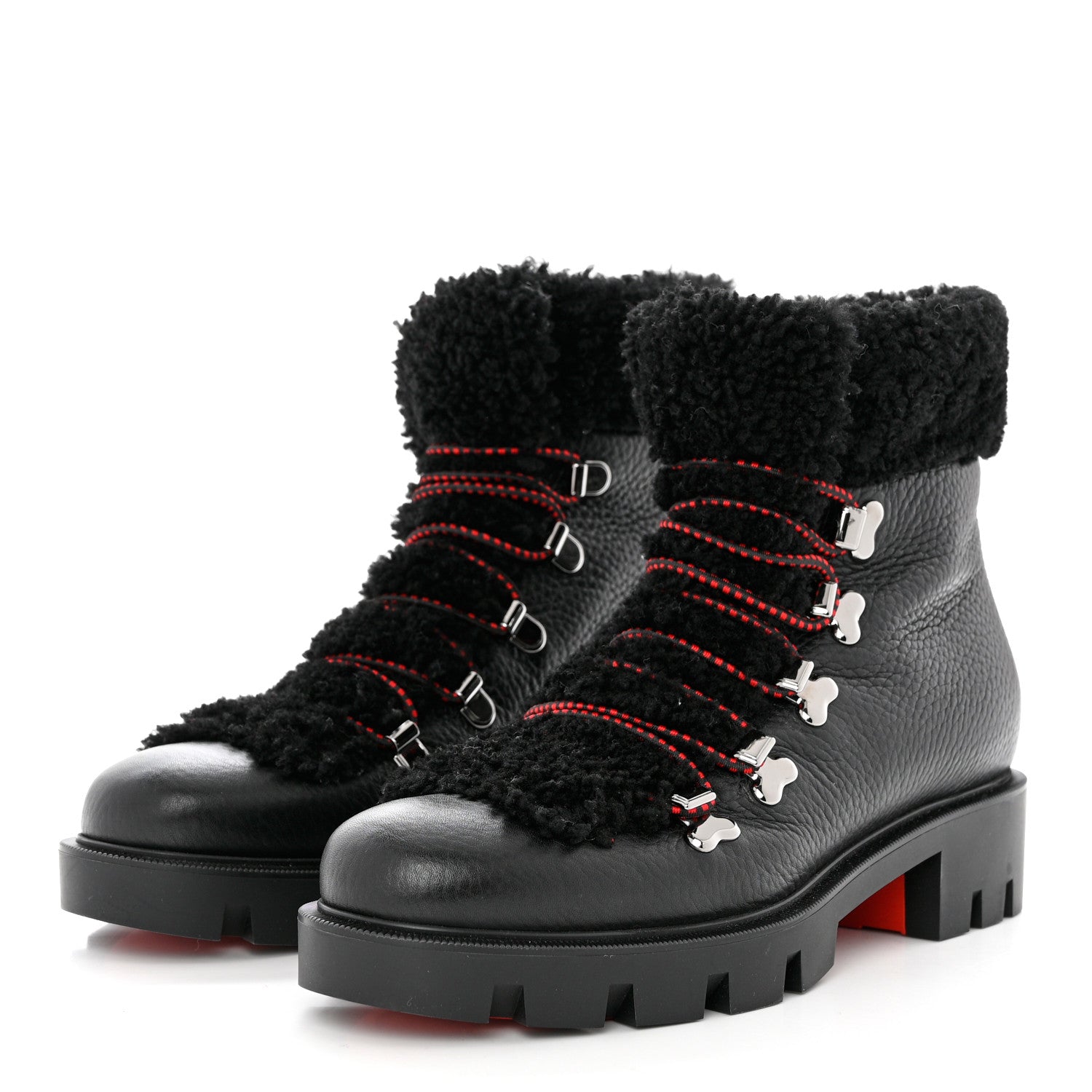 Christian Louboutin Calfskin Shearling Edelvizir Desert Boots 39 Black 3 of 8