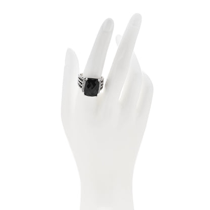 David Yurman Sterling Silver Diamond Black Onyx 16mm Wheaton Ring 58 8.25 2 of 5