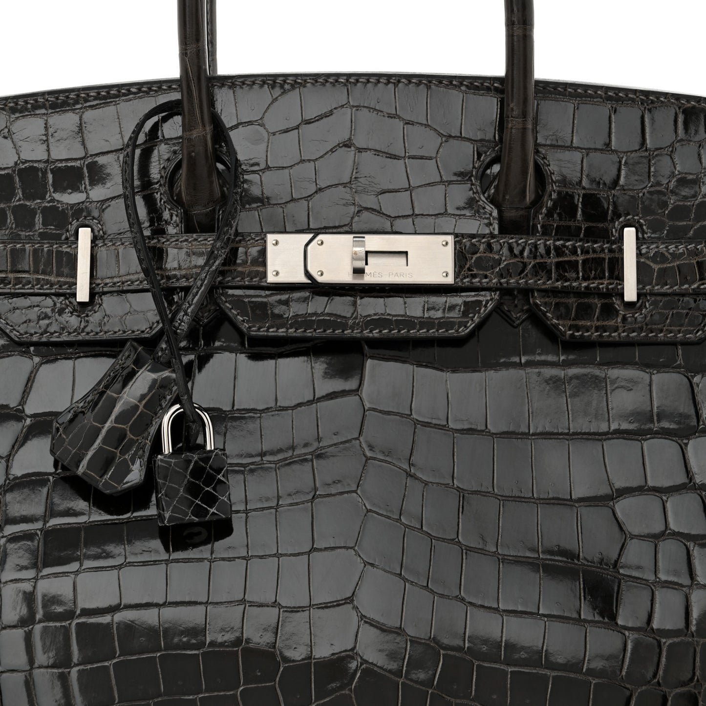 Shiny Niloticus Crocodile Horseshoe Birkin 30 Graphite