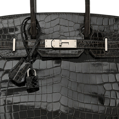 Hermes Shiny Niloticus Crocodile Horseshoe Birkin 30 Graphite 8 of 11