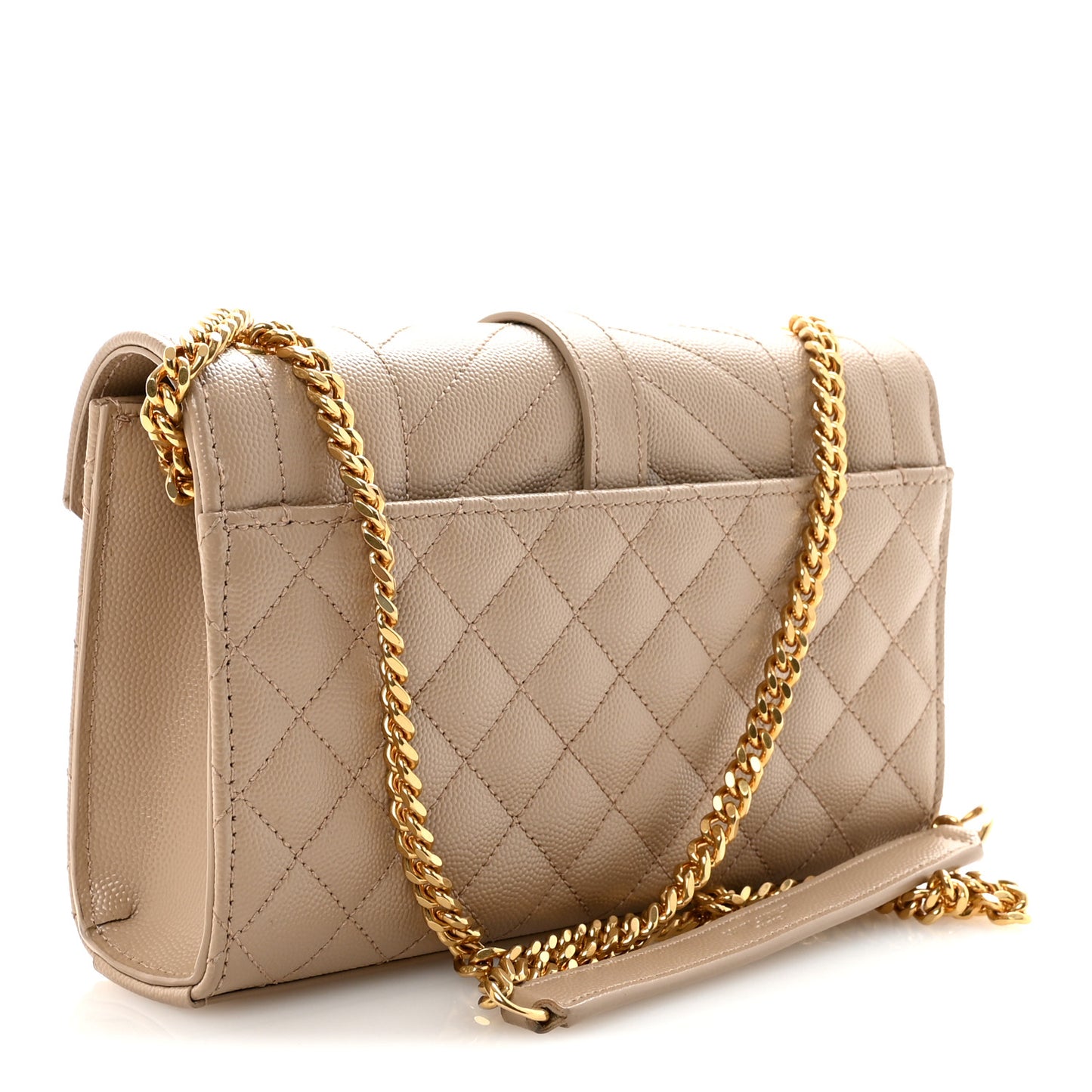 Grain De Poudre Textured Mixed Matelasse Triquilt Small Monogram Satchel Dark Beige