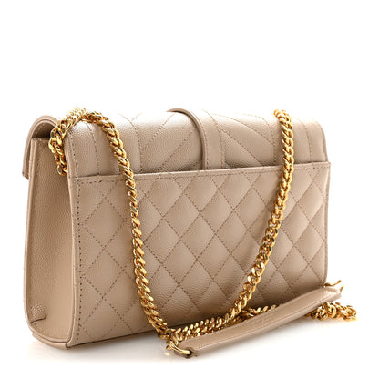 Saint Laurent Grain De Poudre Textured Mixed Matelasse Triquilt Small Monogram Satchel Dark Beige 3 of 10