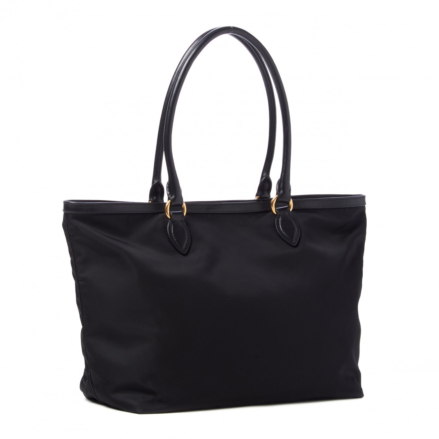 Prada Tessuto Nylon Soft Calf Shopping Tote Black 2 of 8