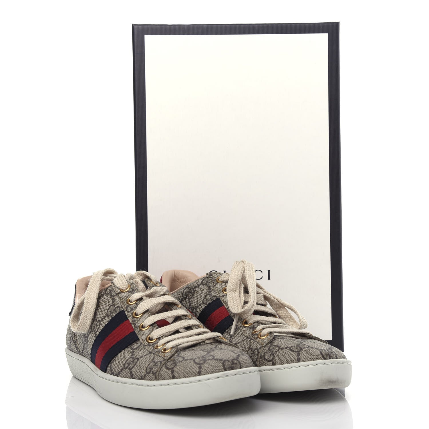 Gucci GG Supreme Monogram Womens Ace Low-Top Sneaker 37 Beige 11 of 11