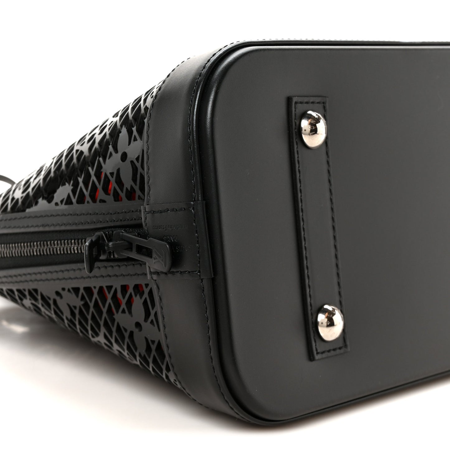 Patent Calfskin Laced Monogram Alma PM Black