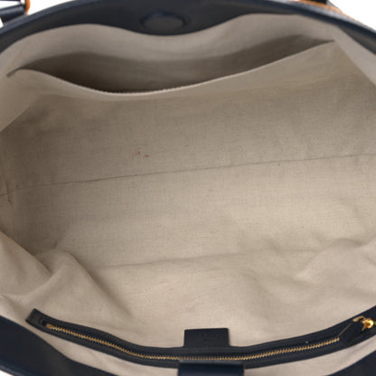 Gucci Straw Lux Calfskin Web Medium Ophidia Shopping Tote Dark Natural Blue 5 of 9