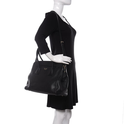 Prada Saffiano Cuir Large Top Handle Satchel Black 2 of 14