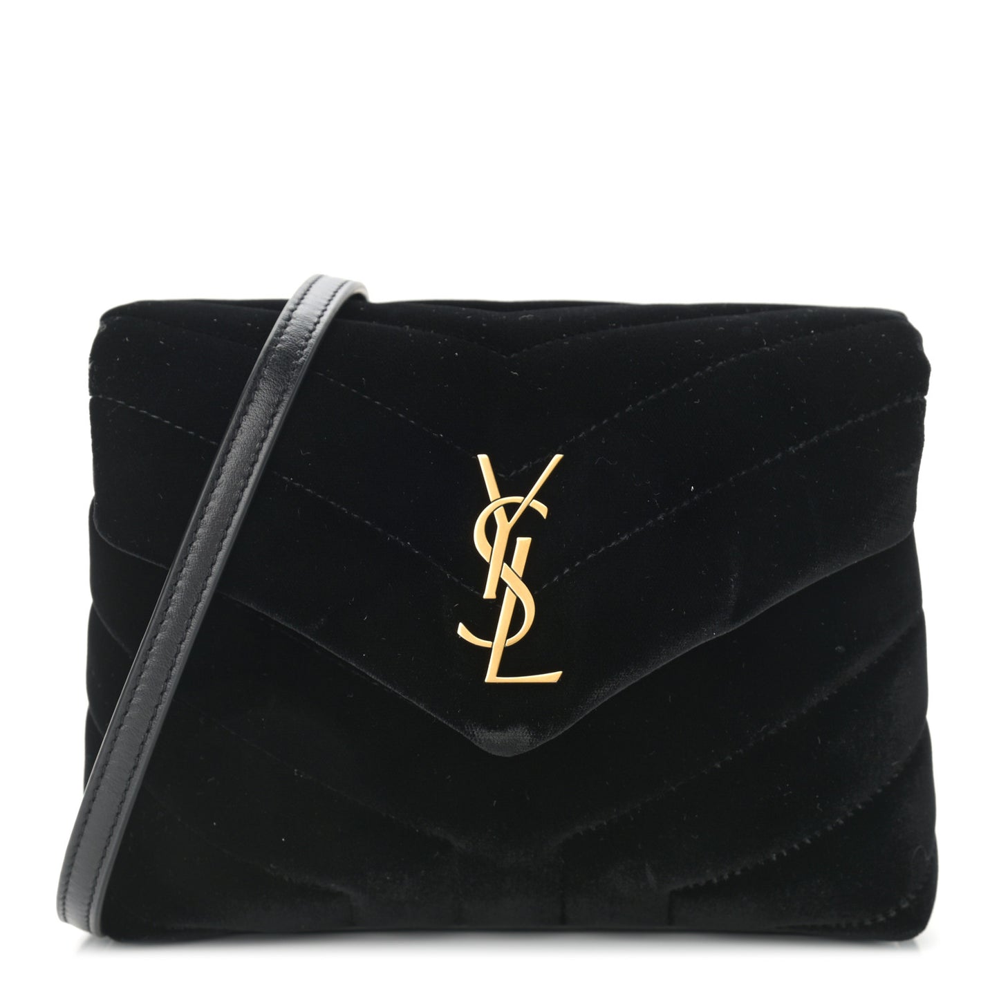 Velvet Y Quilted Monogram Toy Loulou Chain Satchel French Black
