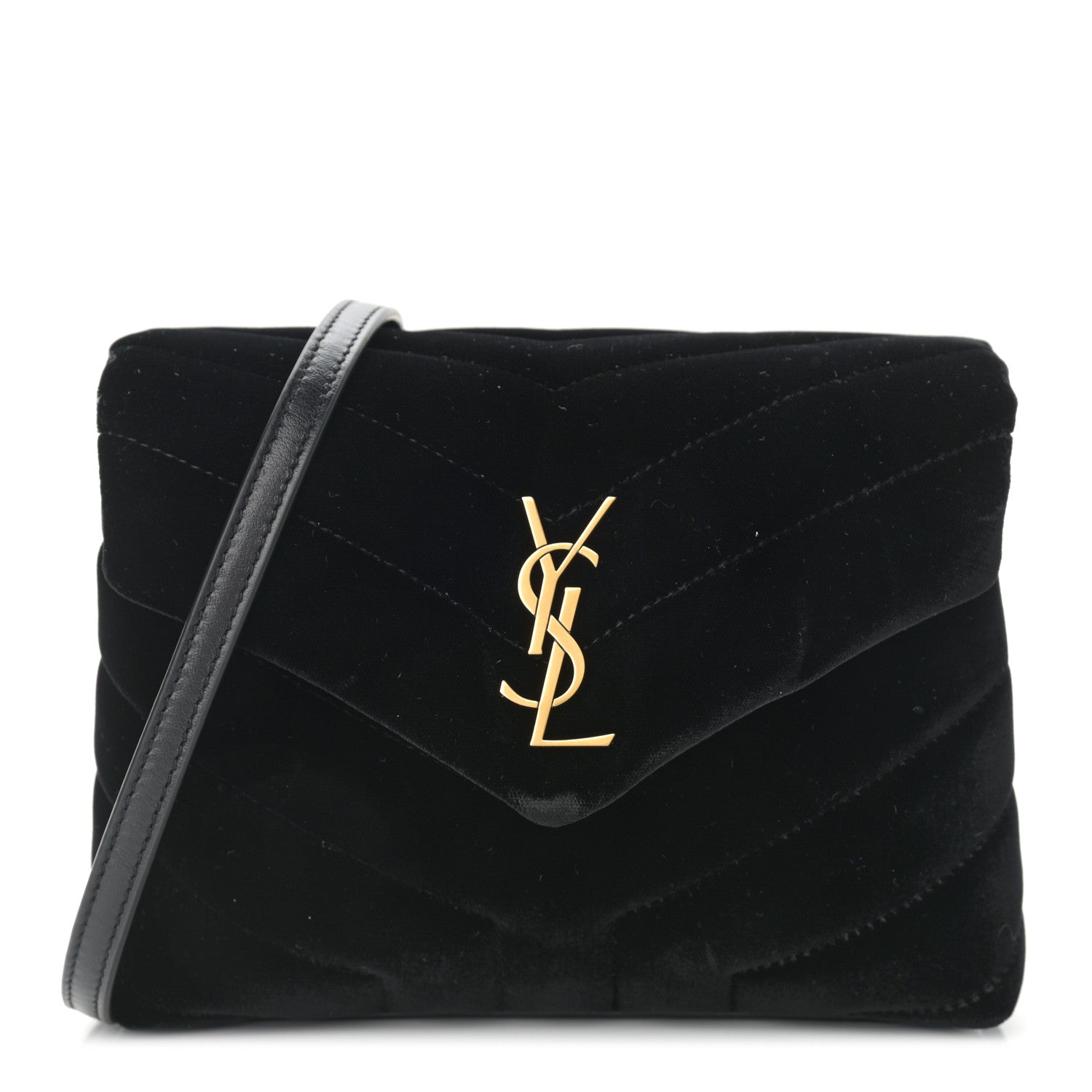 Saint Laurent Velvet Y Quilted Monogram Toy Loulou Chain Satchel French Black 1 of 11