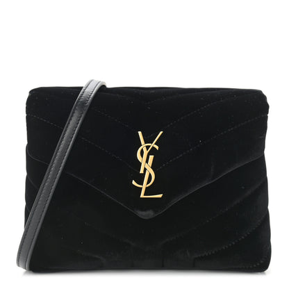 Saint Laurent Velvet Y Quilted Monogram Toy Loulou Chain Satchel French Black 1 of 11