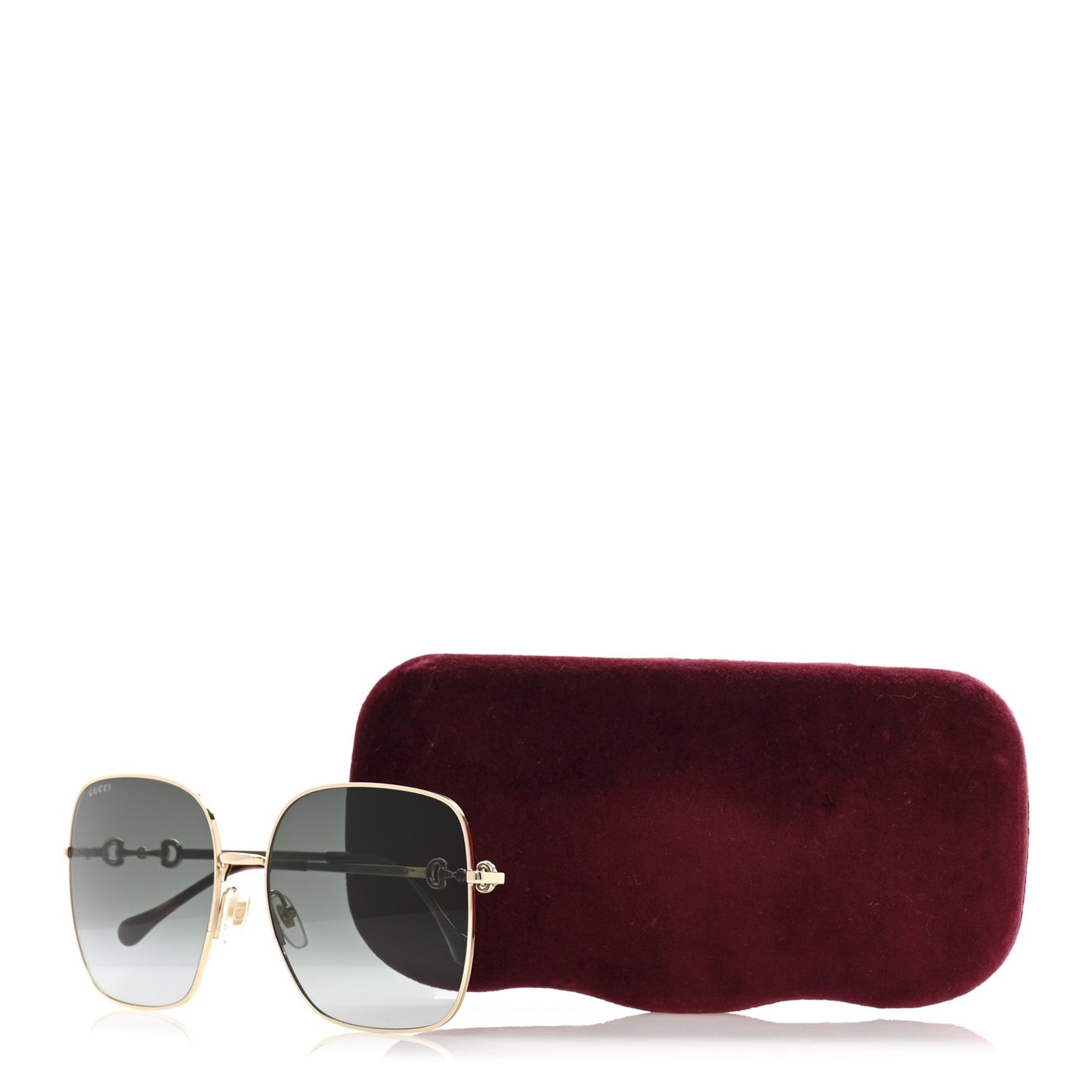 Metal Horsebit Square Frame Sunglasses GG0879S Gold