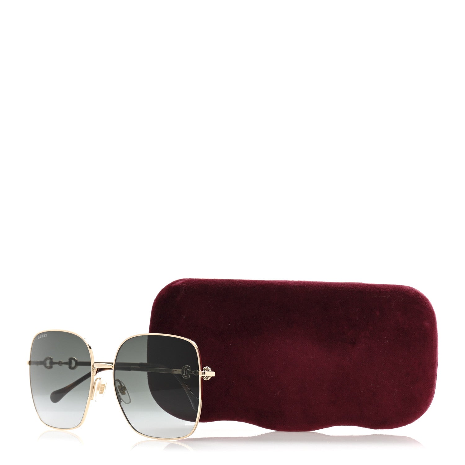 Gucci Metal Horsebit Square Frame Sunglasses GG0879S Gold 9 of 9