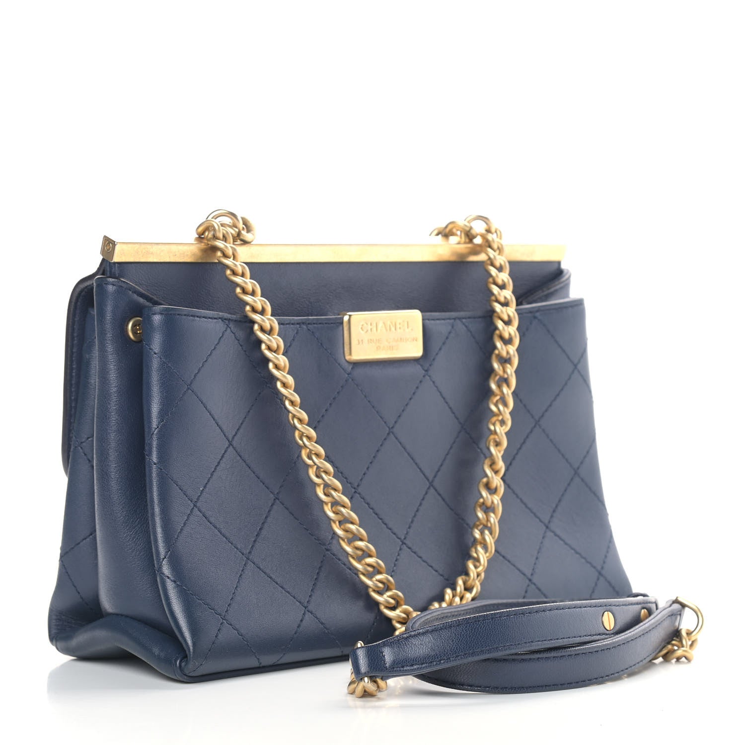 Chanel Lambskin Stitched Coco Luxe Medium Flap Blue 2 of 10