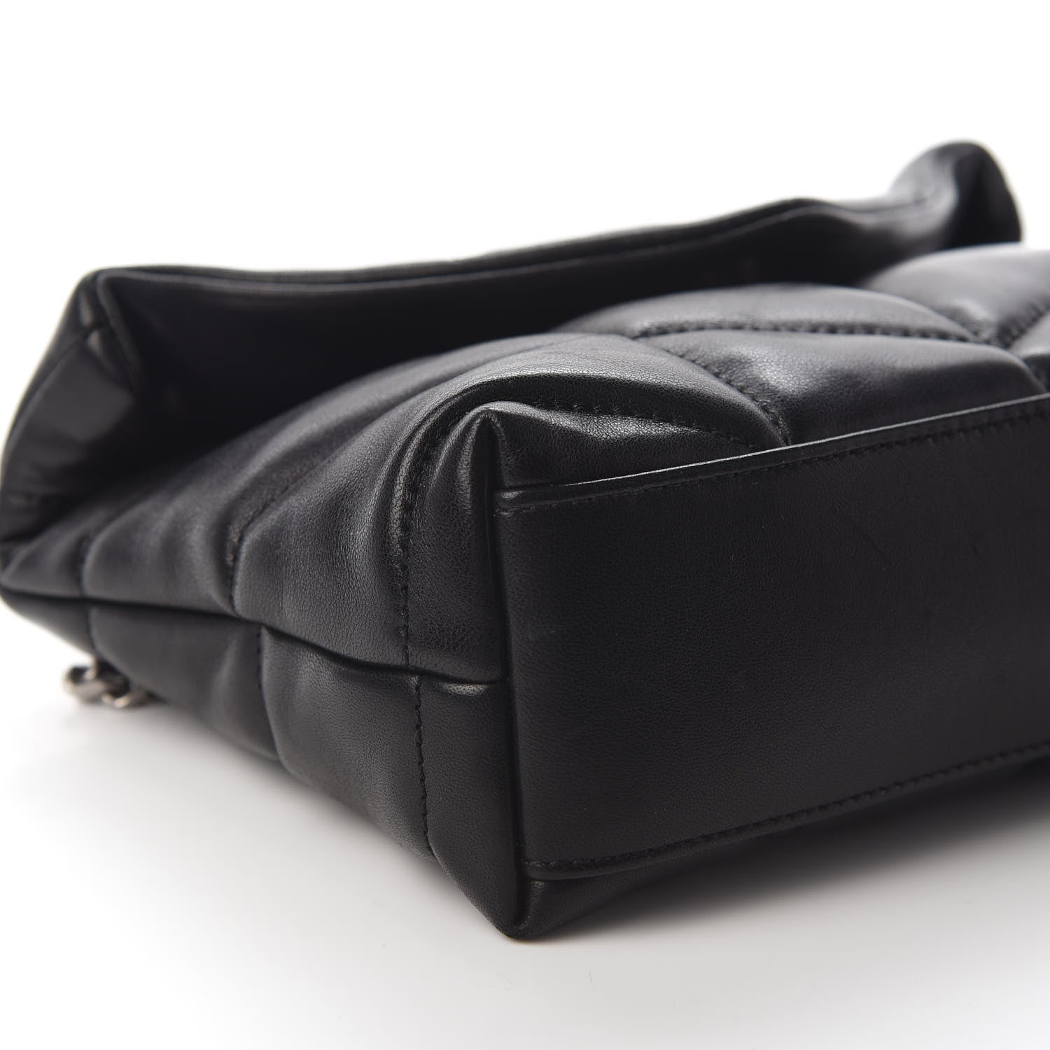 Saint Laurent Lambskin Quilted Toy Loulou Puffer Monogram Chain Satchel Black 6 of 7