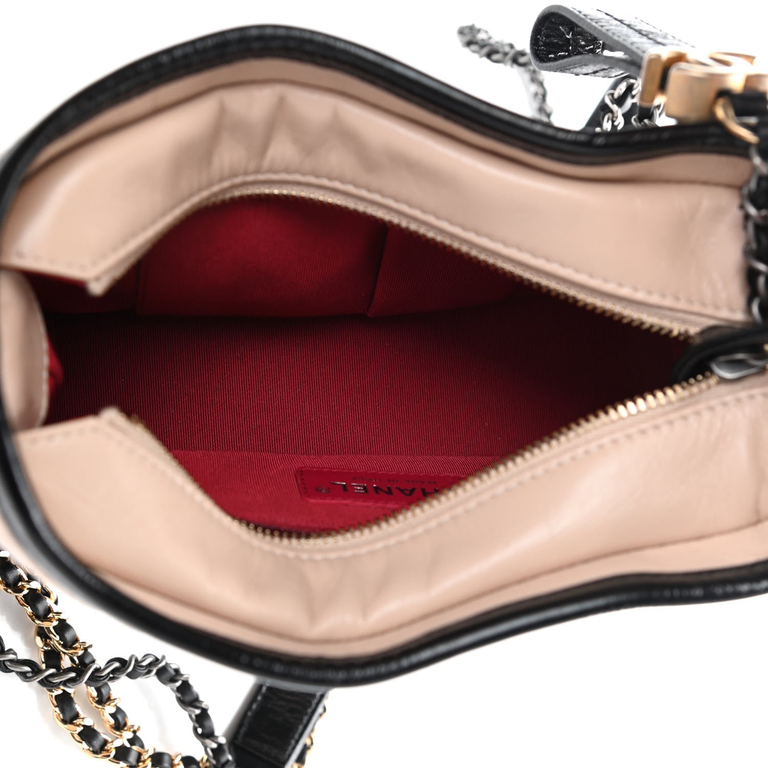 Chanel Aged Calfskin Quilted Small Gabrielle Hobo Beige Black 5 of 11