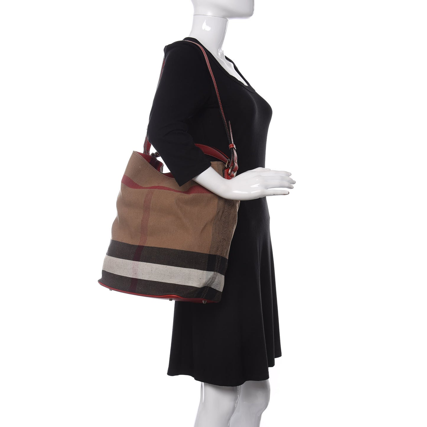 Canvas Mega Check Medium Susanna Hobo Red