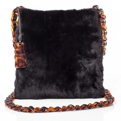 Chanel Orylag Rabbit Fur Messenger Bag Black 1 of 8