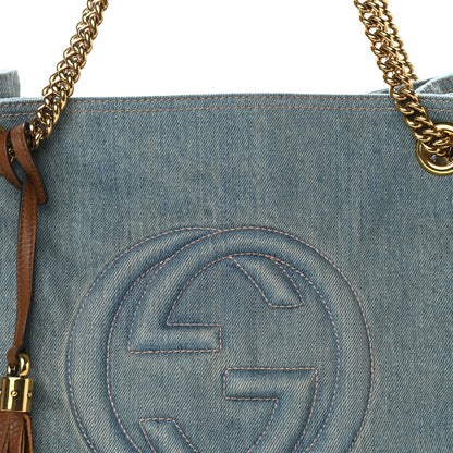 Gucci Denim Medium Soho Chain Shoulder Bag Blue 8 of 10