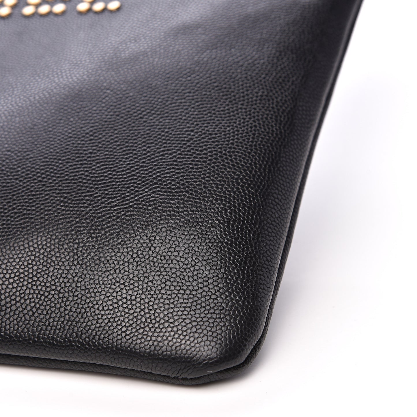 Caviar Studded Medium Deauville Pouch Black