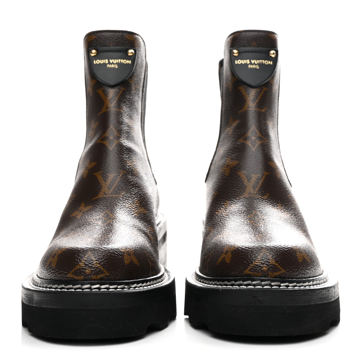 Louis Vuitton Patent Monogram LV Beaubourg Ankle Boots 37 Black 3 of 11