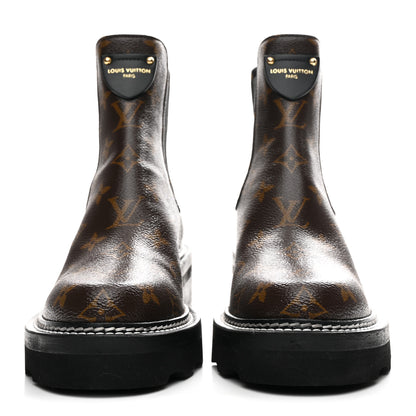 Louis Vuitton Patent Monogram LV Beaubourg Ankle Boots 37 Black 3 of 11