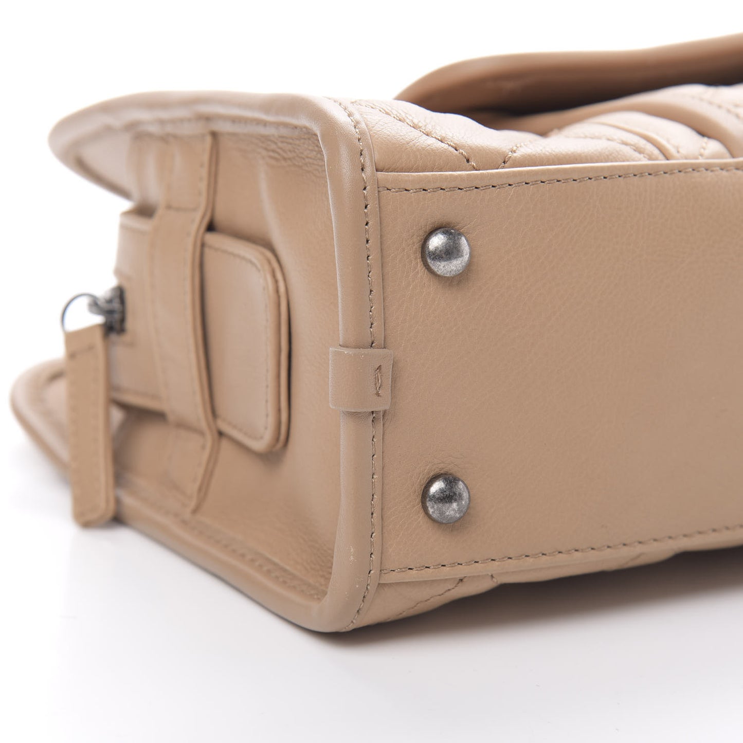 Calfskin Quilted Small Casual Riviera Zip Shoulder Bag Beige