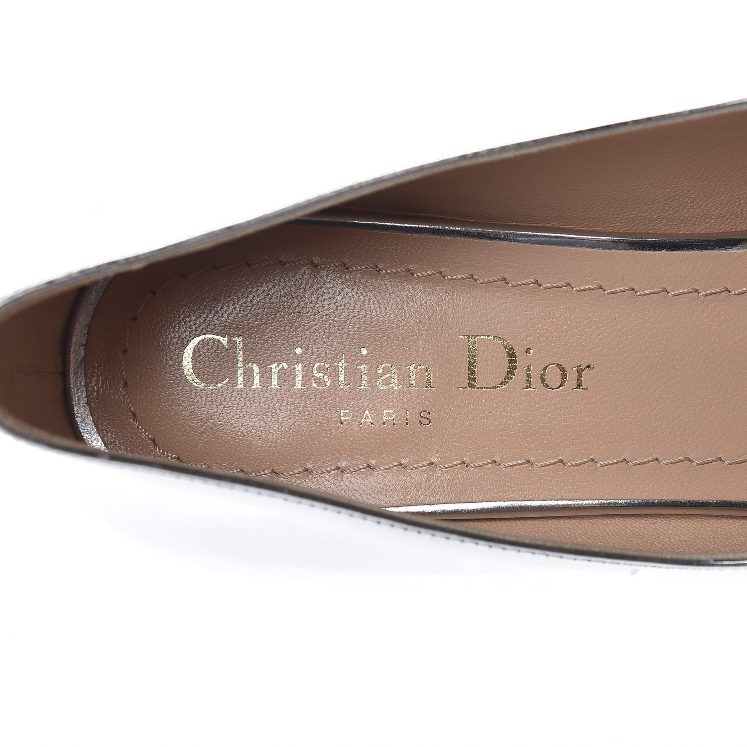 Christian Dior Mirror Finish Calfskin Baby-D Ballet Pumps 38 Silver 6 of 9
