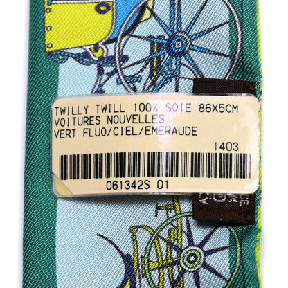 Hermes Silk Voitures Nouvelles Twilly Vert Fluo Ciel Emeraude 7 of 8
