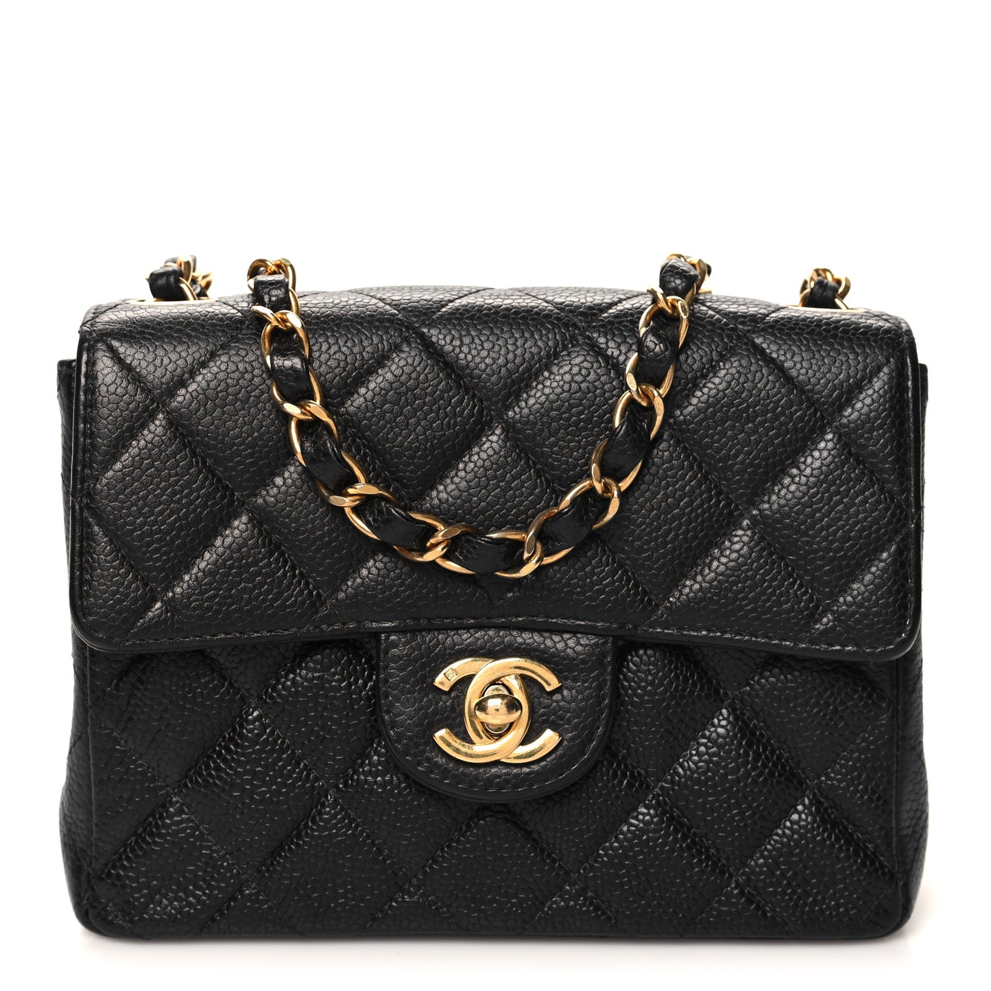 Caviar Quilted Mini Square Flap Black
