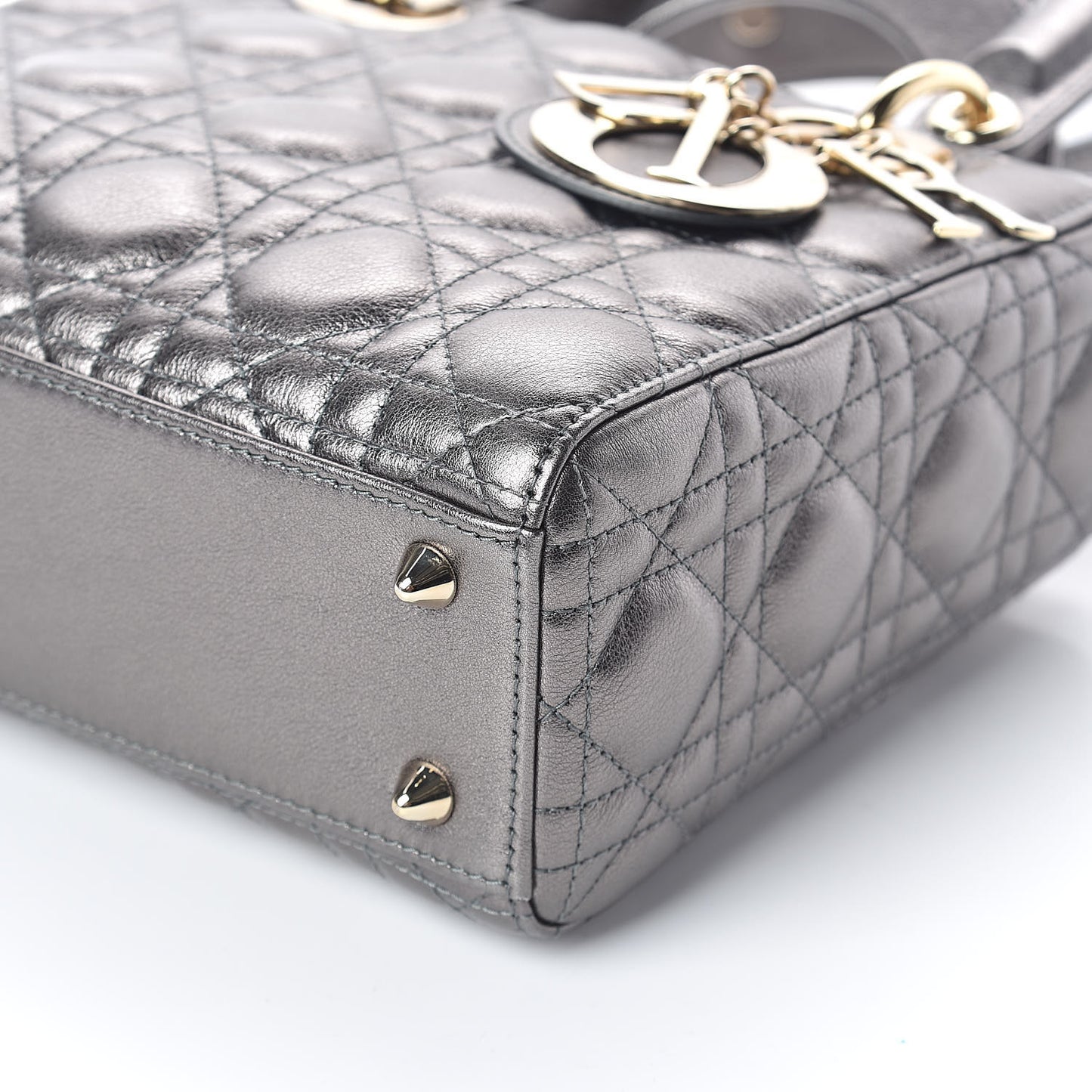 Metallic Grained Calfskin Cannage My ABCDior Lady Dior Gunmetal