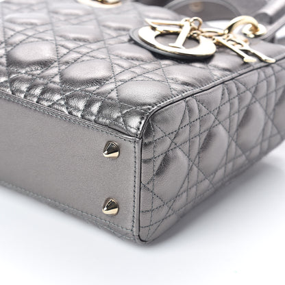 Christian Dior Metallic Grained Calfskin Cannage My ABCDior Lady Dior Gunmetal 8 of 9