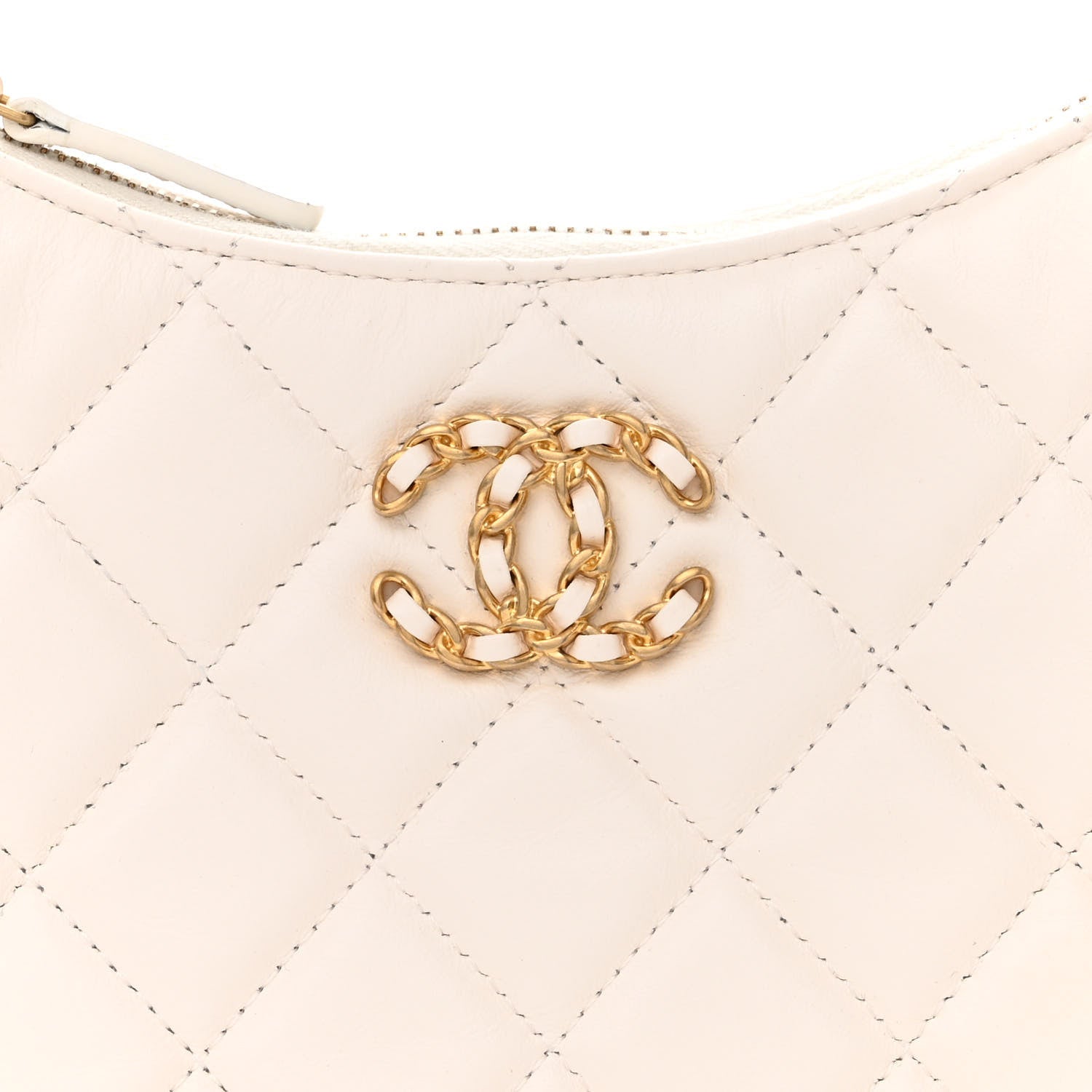 Chanel Crumpled Calfskin Quilted Braided CC Small Hobo White 8 of 12