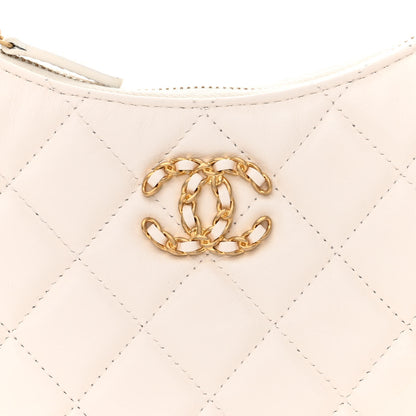 Chanel Crumpled Calfskin Quilted Braided CC Small Hobo White 8 of 12