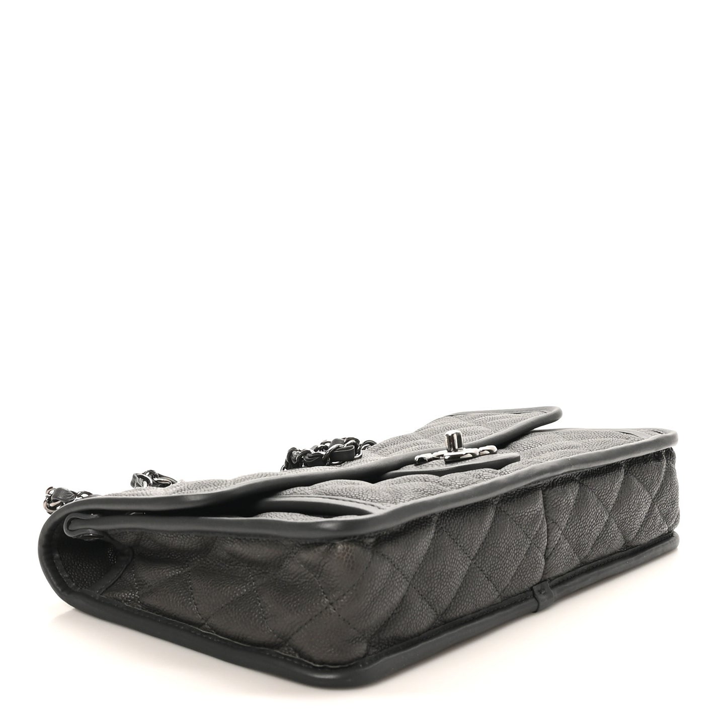 Caviar Quilted Medium French Riviera Flap Grey