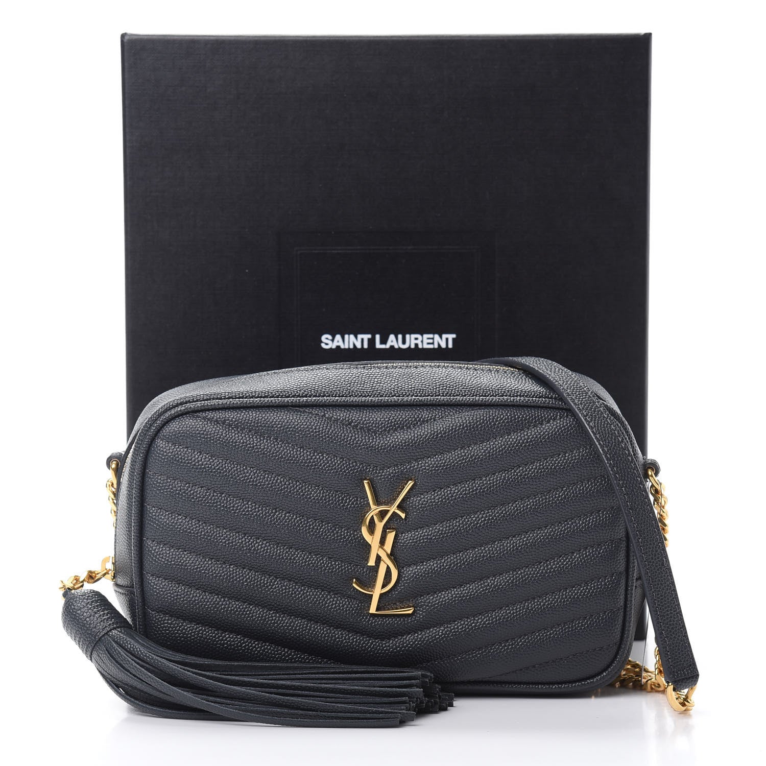 Saint Laurent Grain De Poudre Matelasse Monogram Mini Lou Camera Bag Dark Smog 11 of 11