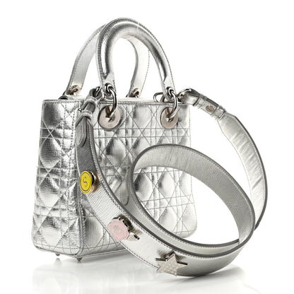 Christian Dior Metallic Grained Calfskin Cannage Small Lucky Badges My Lady Dior Silver 2 of 4