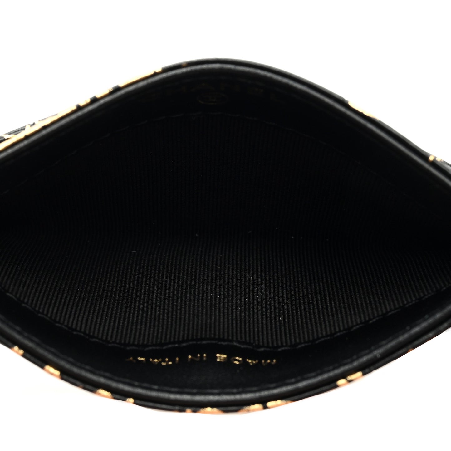 Calfskin Crocodile Embossed Graffiti 2.55 Cocodile Reissue Card Holder Black Gold