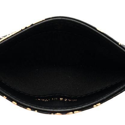 Chanel Calfskin Crocodile Embossed Graffiti 2.55 Cocodile Reissue Card Holder Black Gold 5 of 7