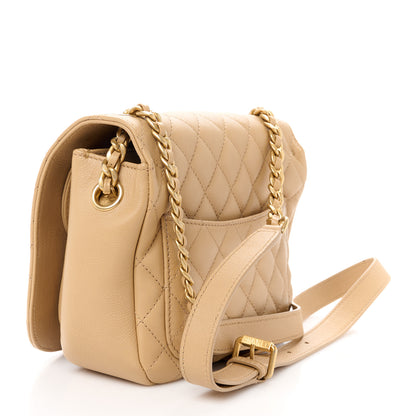 Chanel Grained Calfskin Quilted Messenger Flap Beige 3 of 10