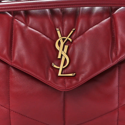 Saint Laurent Lambskin Quilted Medium Loulou Puffer Monogram Chain Satchel Opyum Red 9 of 12