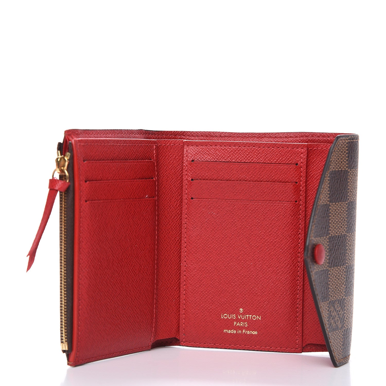 Louis Vuitton Damier Ebene Victorine Wallet Red 5 of 10